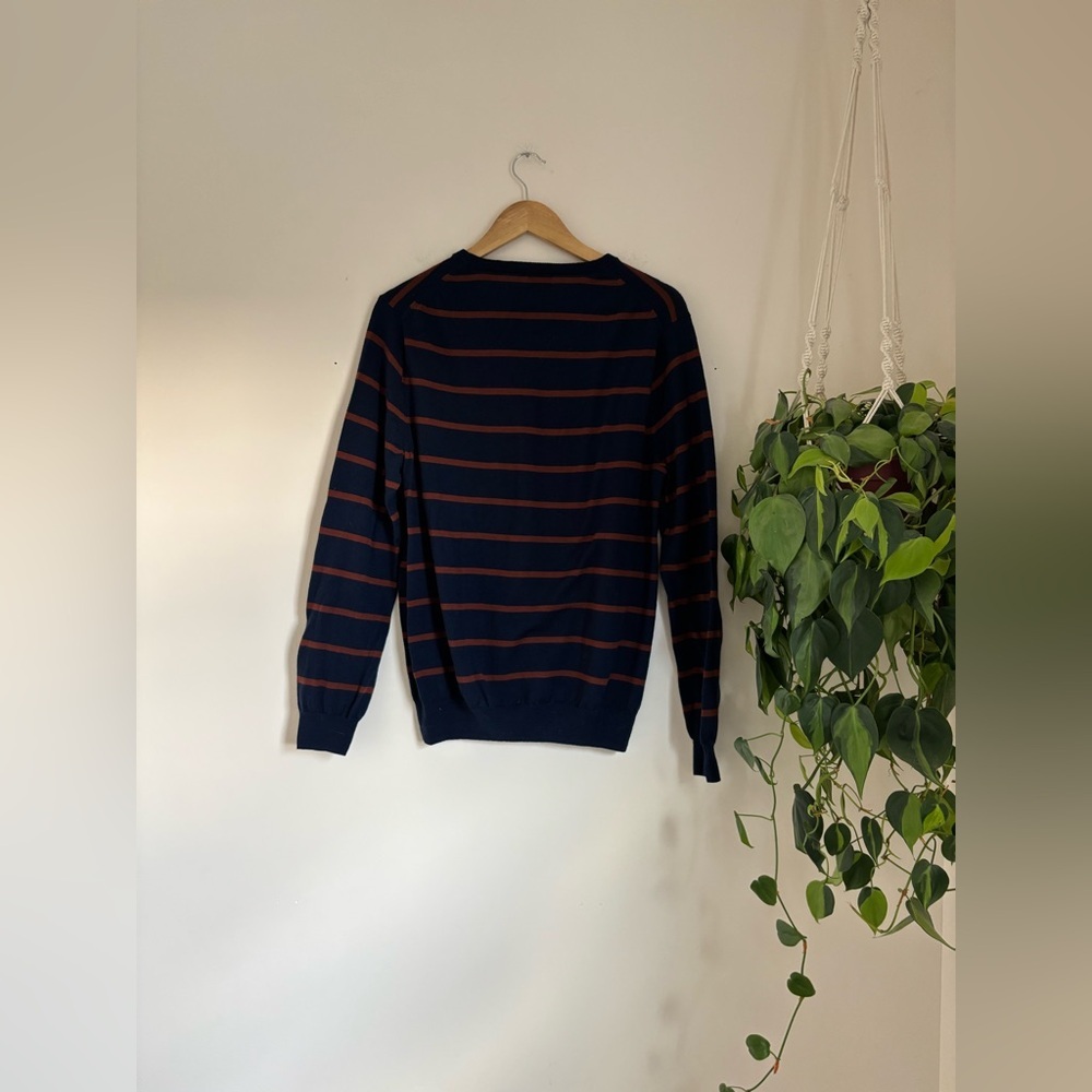 J.Crew Navy & Rust Merino Wool Crewneck - Picture 6 of 7